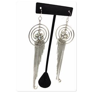 Silver Drop Mesh Earrings Dangle Style